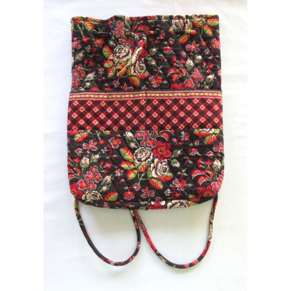 Vintage Vera Bradley ANASTASIA Floral Quilted Cotton Drawstring Backpack Bag - Picture 2 of 9